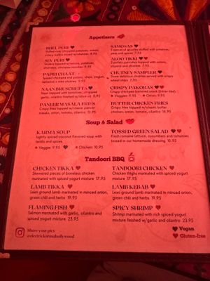 Menu at Electric Karma in Los Angeles