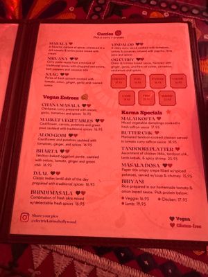 Menu at Electric Karma in Los Angeles