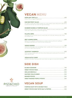 VEGAN MENU at Pistachio in Ubud