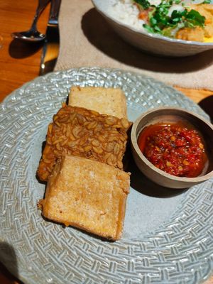 Tofu and tempeh side dish. at Pistachio in Ubud
