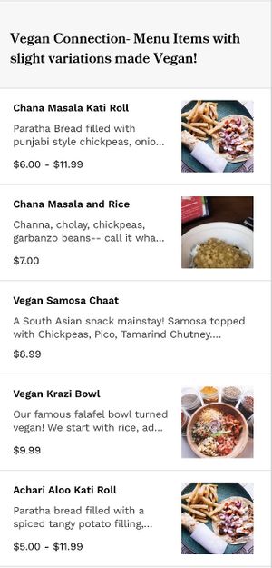 Just added- vegan menu section! at Krazi Kebob in College Park