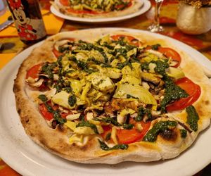 Vegan pizza at Chez Mico in Sanary-sur-mer