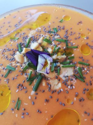 Gazpatxo casolà at De Bat a Bat in Torredembarra