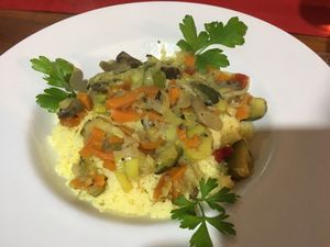 Sautéed vegetables with cuscus at O Branquinho in San Jorge