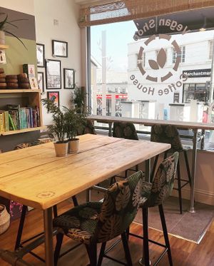Small seating area inside the shop at Om Bamboo in Bude