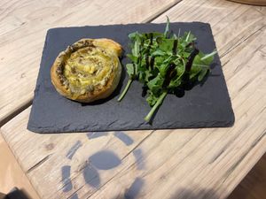 Vegan cheese and pesto pinwheel anyone?  at Om Bamboo in Bude