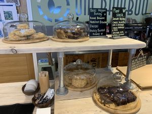 Selection of cakes & pastries at Om Bamboo in Bude