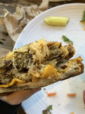 Bad picture but the Reuben slapped    at Pressed Cafe in Boston