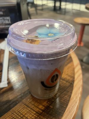 Ube banana foster cold brew  at Pressed Cafe in Boston