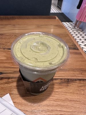 Green monster smoothie w/ vegan protein powder  at Pressed Cafe in Boston