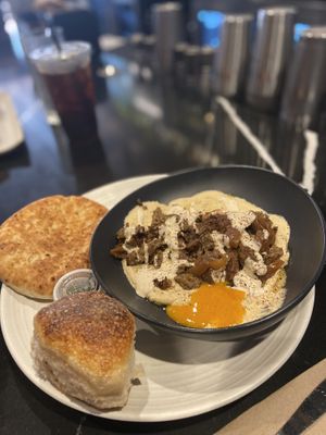 Pressed Cafe - Vegan Meat Hummus platter  at Pressed Cafe in Boston