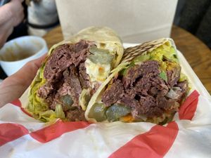 Salt beef wrap  at Hank's  Dirty Colchester in Colchester