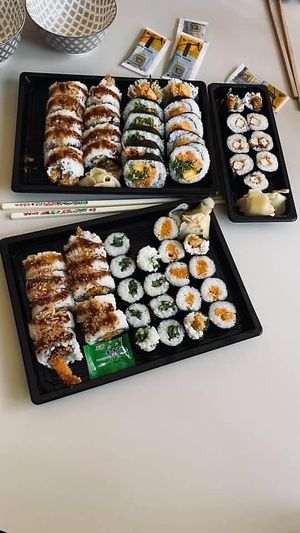 Vegan sushi (avocado, cucumber, sweet potato, tofu) at Nana Sushi in Heusden-zolder