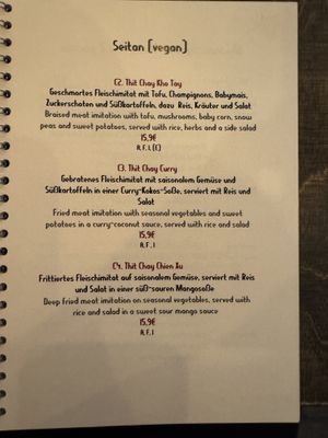 Menu (vegan main dishes).  at Madami in Berlin