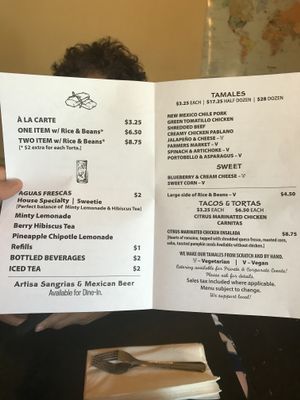 Prices  at Casa de Tamales in Fresno