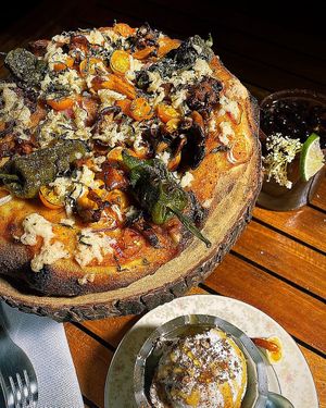 Roman Pizza with Chanterelles and Reishi Road Ice Cream at The Haunt in Savannah