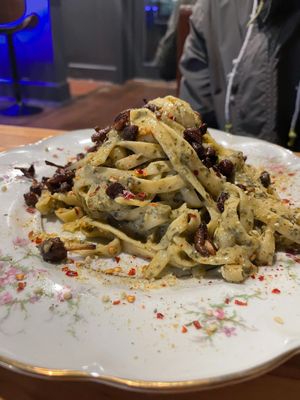 Collard Fettucine at The Haunt in Savannah