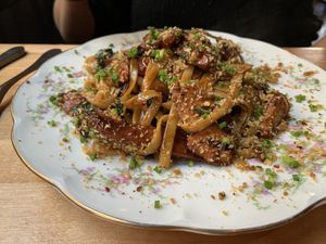 Chicken of the woods pad see ew at The Haunt in Savannah