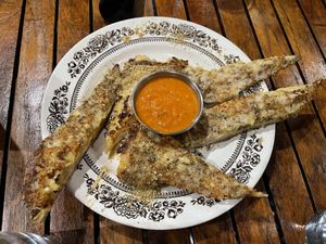 Garlic bread with cashew cheese  at The Haunt in Savannah