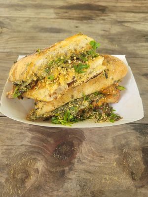 Italian-style mushroom sandwich at booth at Georgia Mushroom Festival. So good!! at The Haunt in Savannah