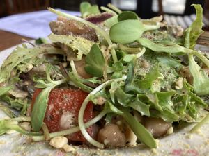 Another angle on the gorgeous salad, maybe sunflower shoots?!  at The Haunt in Savannah