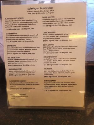 Menu at SubVegan Sandwiches in Santa Ana