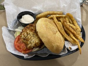 vegan crab cake sandwich  at Mug & Mallet in Ocean City