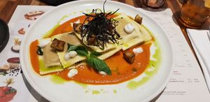 Vegan Eggplant Ravioli at Perbacco in Locarno