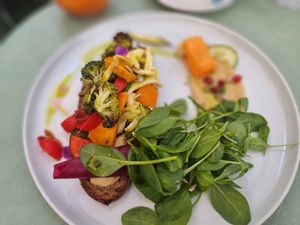 Hummus veggies sandwich, super delicious. Was a part of vegan breakfast (comes together with the Oat meal, a smoothie, and coffee with vegan cookies) at Caffè dell'Arte Boutique Rooms in Locarno