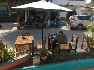 the comfy outdoor seating at Chido Greens in San Francisco