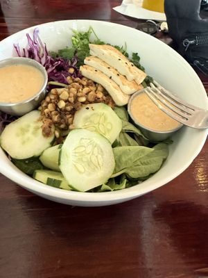 Spicy Thai salad with tofu  at Chido Greens in San Francisco