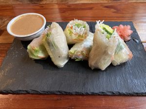 Fresh spring rolls with peanut sauce at Wok and Roll Asian Kitchen in Pine Grove