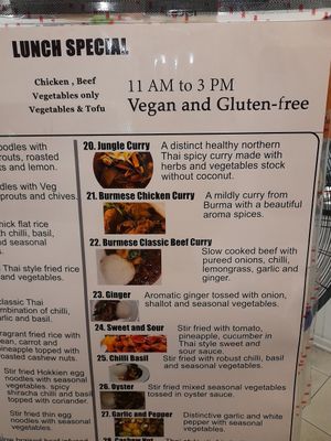 "Vegan and gluten-free" options at Burmese Fusion in Brisbane