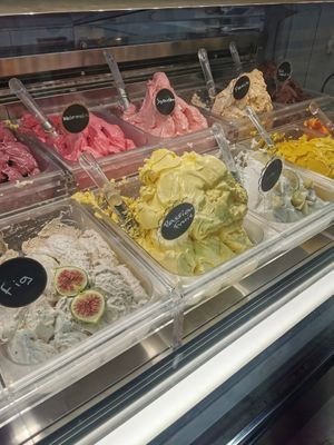 Sorbets are kept separate from dairy ice cream and all are vegan. at Let's Spoon in Crete