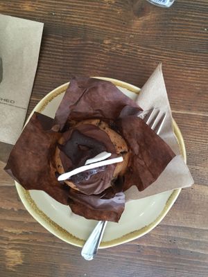 Vegan chocolate and coconut muffin. at Remé in Dusseldorf