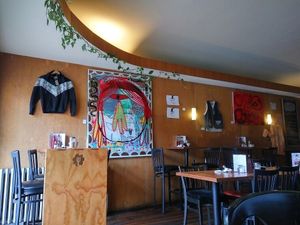 Artsy interior at The Wallflower Modern Diner in Vancouver