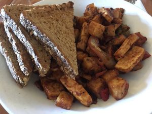 BBQ Tofu + Potatoes at The Wallflower Modern Diner in Vancouver