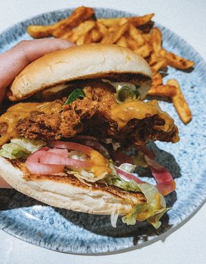 Katsu burger at The Vegan Kitchen in Birmingham