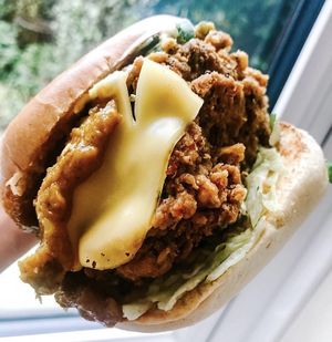 Katsu burger at The Vegan Kitchen in Birmingham