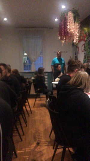 Upstairs. After an AV event at The Vegan Kitchen in Birmingham