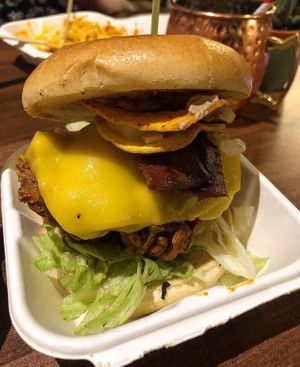 Fingarlicing Funguy burger (mushroom burger) at The Vegan Kitchen in Birmingham