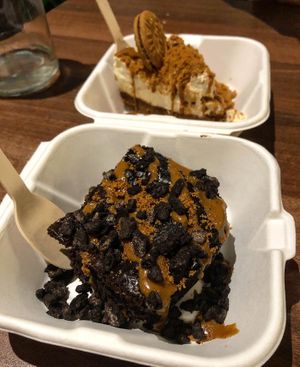 Oreo brownie & Lotus cheesecake at The Vegan Kitchen in Birmingham
