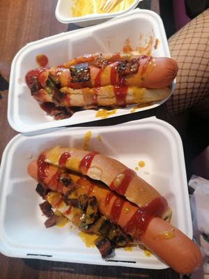Cheezy hotdog at The Vegan Kitchen in Birmingham