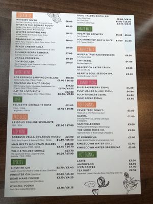 Drinks Menu as of Feb 2022  at The Vegan Kitchen in Birmingham