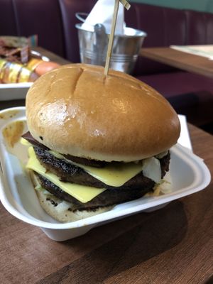 Double beef burger  at The Vegan Kitchen in Birmingham