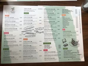 Menu as of Feb 2022  at The Vegan Kitchen in Birmingham