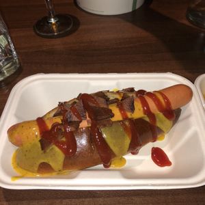 Cheezy hotdawg  at The Vegan Kitchen in Birmingham