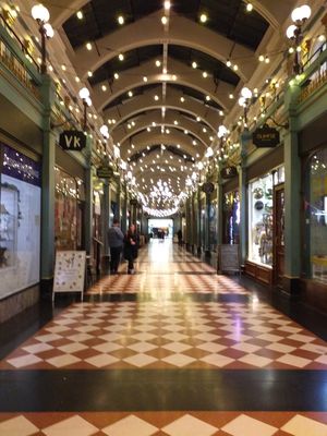So lovely with the Christmas lights. The VK sign is the venue. at The Vegan Kitchen in Birmingham