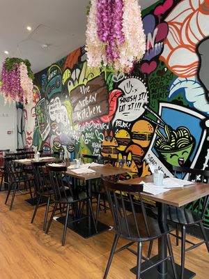 Lots of options, neat atmosphere, friendly staff. Customisable with inexpensive toppings, different patty choices (including a mushroom option if you don’t want faux-meat).  at The Vegan Kitchen in Birmingham