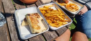 Jerk oyster mushroom wrap with fries at Freya's Diner in St Petersburg